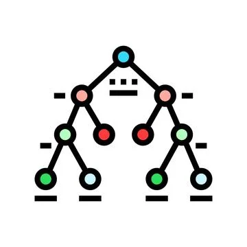 Decision tree machine learning color icon vector illustration Illustrazione stock