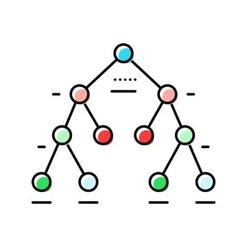 Decision tree machine learning color icon vector illustration イラスト素材