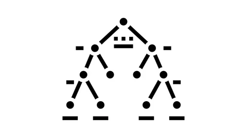 Decision tree machine learning glyph icon animation Stock Footage 326145321