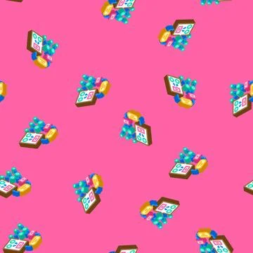 Decision tree machine learning isometric icon seamless pattern イラスト素材