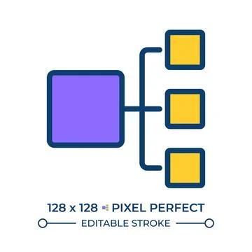 Decision tree pixel perfect line color icon Stock Illustration
