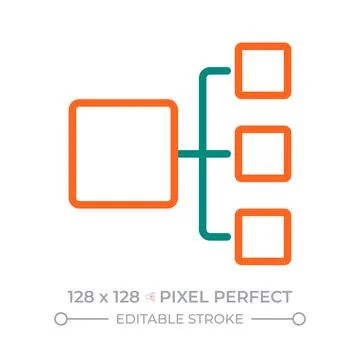 Decision tree pixel perfect two color line icon Stock Illustration