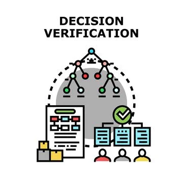 Decision verification process, analysis, and validation Stock Illustration