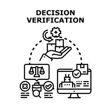 Decision verification process ensuring quality and validation Stock Illustration