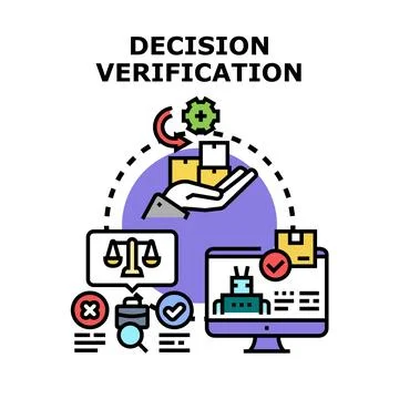Decision verification process ensuring quality and validation Stock Illustration