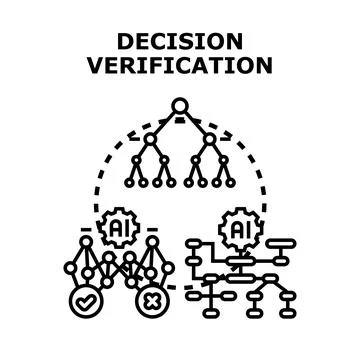 Decision verification process using artificial intelligence evaluating data Illustrazione stock