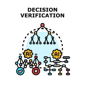 Decision verification process using artificial intelligence evaluating data Illustrazione stock