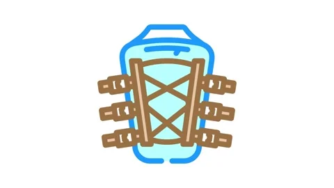 Deck bag kayak water trip tourism color icon animation Stock Footage 327258116