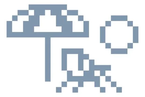 Deck Beach Chair Pixel 8 Bit Video Game Art Icon イラスト素材