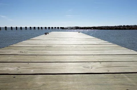 A deck for the boat launch Stock Photos