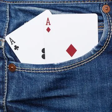 Deck of cards in pocket Stock Photos