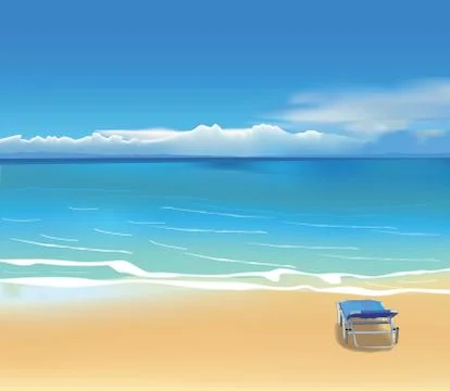 Deck chair on the beach Stock Illustration