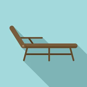 Deck chair icon, flat style Illustrazione stock