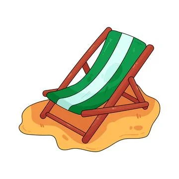 Deck chair on a sandy beach Stock Illustration