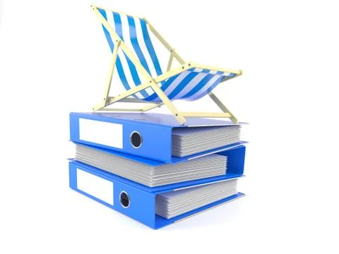 Deck chair on stack of ring binders Stock Illustration