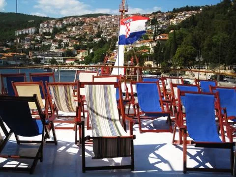 Deck chairs on aft Stock Photos