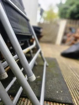 Deck chairs on the decking Stock Photos