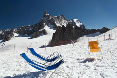 Deck-chairs on the glacier Stock Photos