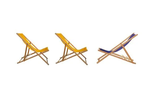 Deck chairs isolated on a white background Stock Photos