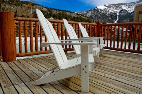 Deck chairs in the mountains Stock Photos