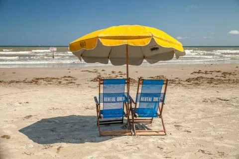 Deck chairs for rent Foto stock