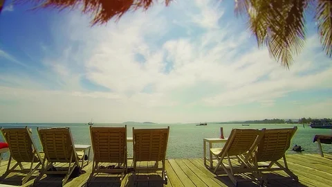 Deck Chairs in the Sun at Sihanoukville Stock Footage 101762706