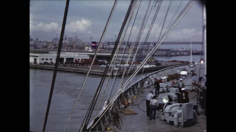 Deck Crew on Ship in San Francisco Bay Video stock 47645105