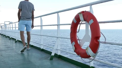 Deck of a Cruise Liner with Safety Float Video stock 80553792