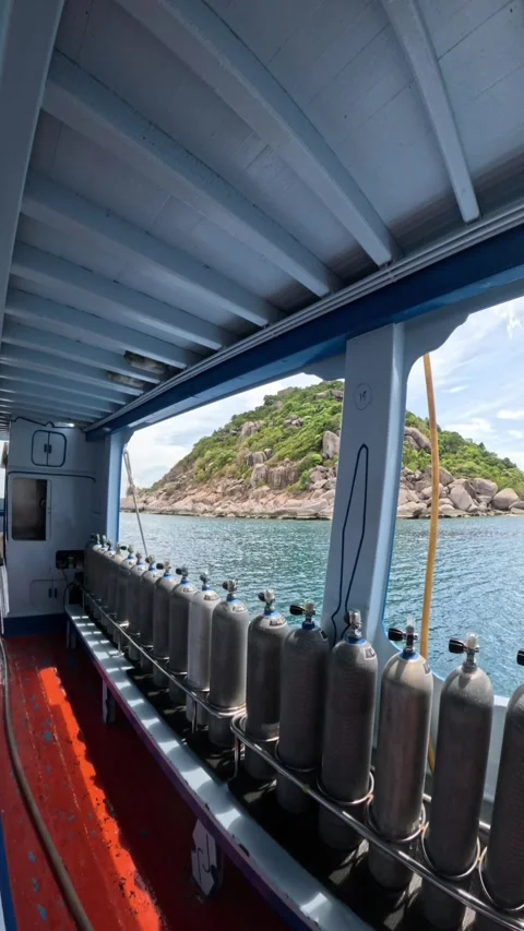 The deck of a diving boat in Koh Tao Stock Footage 304566336