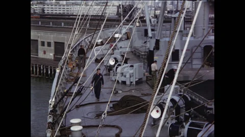 Deck of Docked Ship Stock Footage 47644661