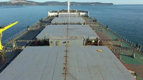 Deck with holds of a sea dry-cargo vessel. Stock Footage 219972330