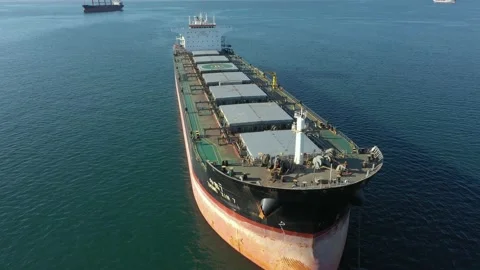 Deck with holds of a sea dry-cargo vessel from above. Stock Footage 219976468