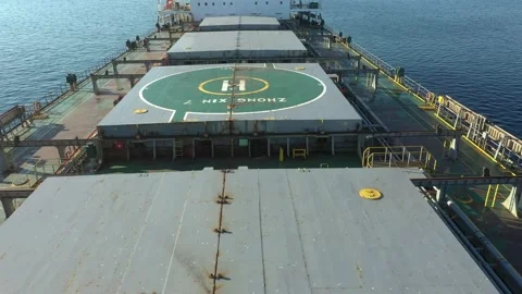 Deck with holds of a sea dry-cargo vessel from above. Stock Footage 219976723