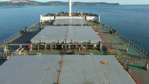 Deck with holds of a sea dry-cargo vessel. Stock Footage 220442983