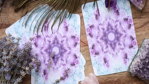 Deck with homemade Angel cards or Tarot cards. Stock-Footage 221908337