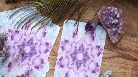 Deck with homemade Angel cards or Tarot cards. Stock Footage 221908341