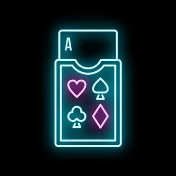 Deck of playing cards with neon glowing outline Stock Illustration