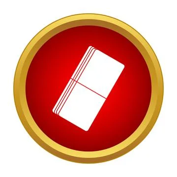 Deck of playing cards in a red circle icon Stock Illustration