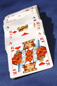 Deck of playing cards on the table Stock Photos