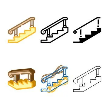 Deck posts styleset and handrails color icon vector Stockillustratie