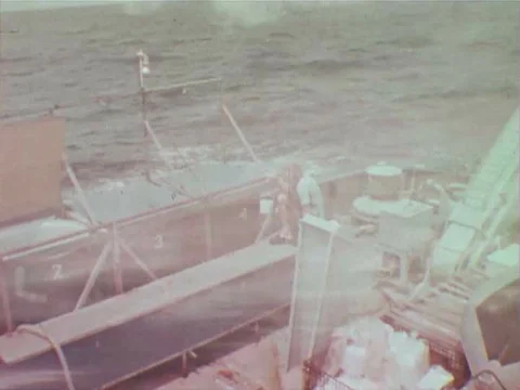 The on-deck process for extracting radium 228 from the ocean is demonstrated in Stock Footage 74936288