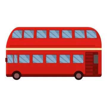 Deck red bus icon cartoon vector. Tourism tourist tour Stock Illustration
