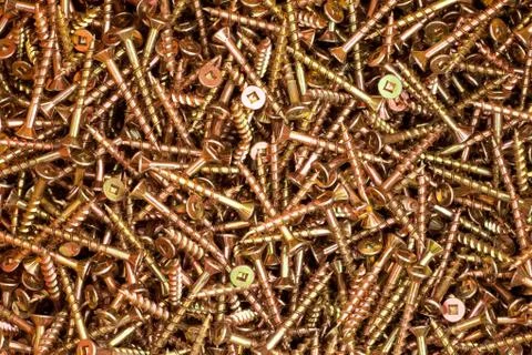 Deck screws background texture Stock Photos