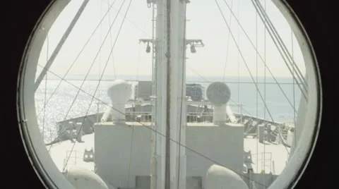 Deck of the ship and sea seen through window Stock Footage 67554070