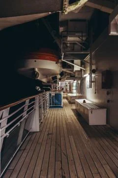 On the deck of a ship in the night Foto stock