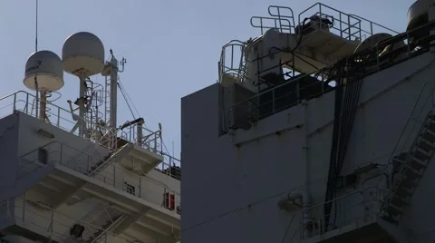 Deck Of The Ship With Radars Stock Footage 63988499