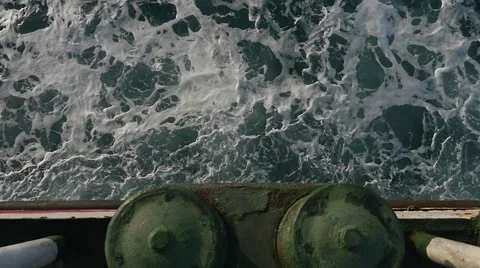 Deck of the ship sailing in the sea. Slow motion. Pov Stock Footage 49966221