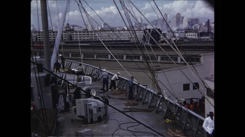 Deck of Ship in San Francisco Bay Video stock 47644493