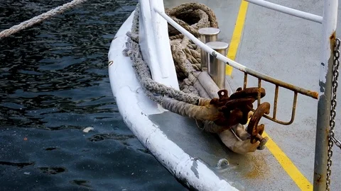 The deck of a steamer attached to the harbor. Stock Footage 123773339