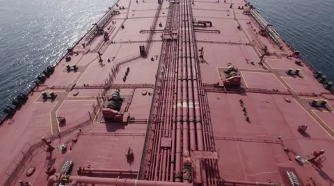 Deck of supertanker under tropical sun Stock Footage 60989239